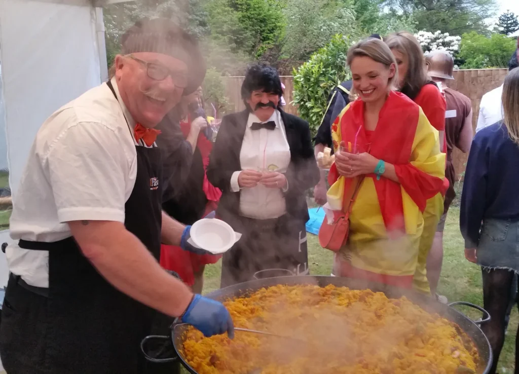 Birthday Party Catering with live paella cooking