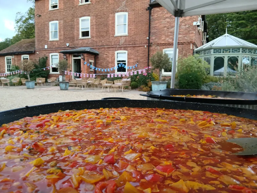 Mixed and vegan paella cooking for 60 wedding party guests