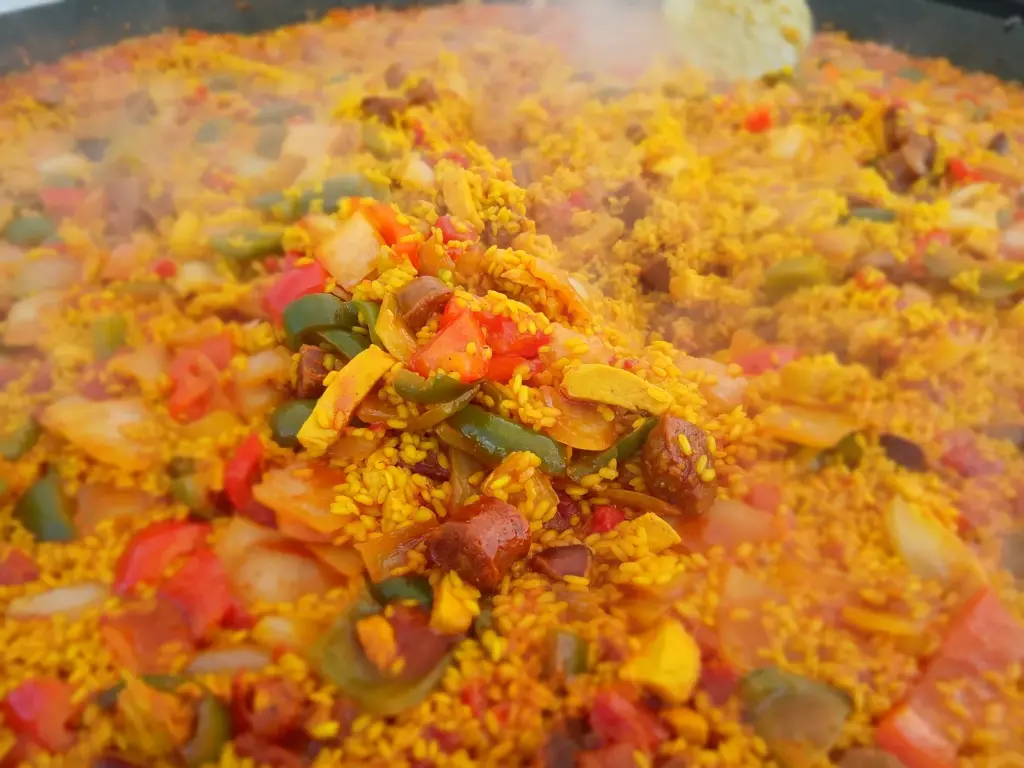 Chicken and Spanish chorizo paella served at Welwyn wedding