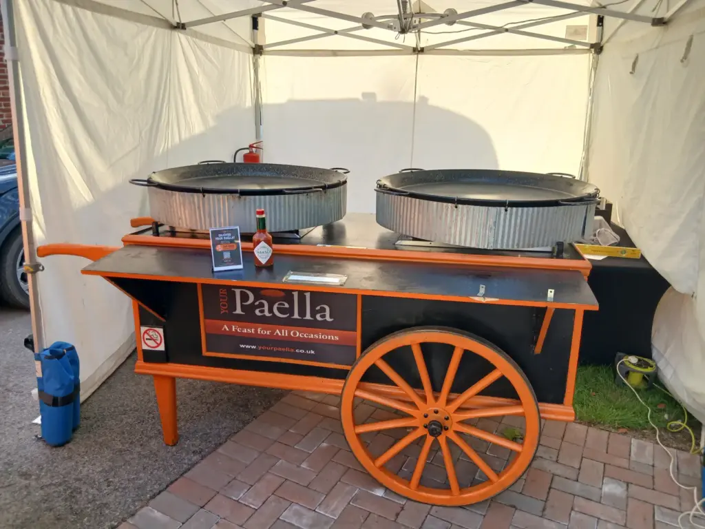 Your Paella Cart set up for birthday party catering at The Dove near Warminster