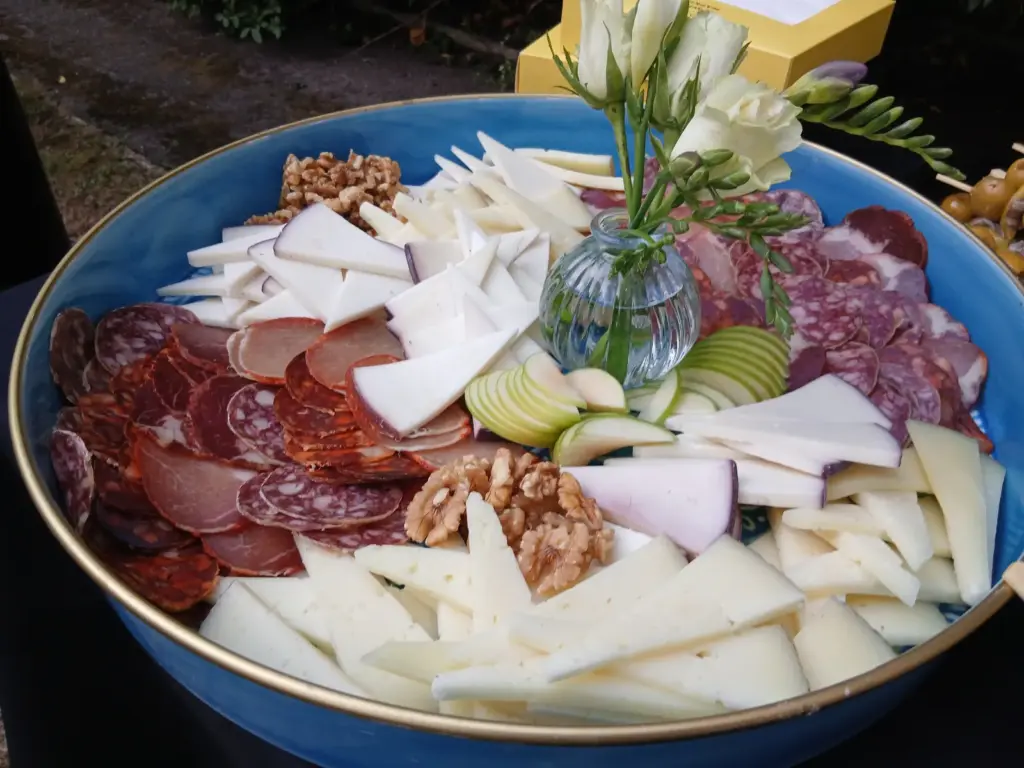 Charcuterie and cheese platter prepared by the host for her London birthday party